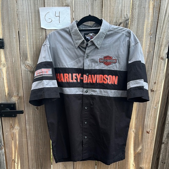 Harley-Davidson Gray and Black Casual Button Down Shirt Size Large - Picture 1 of 8